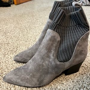 Suede denim blue booties